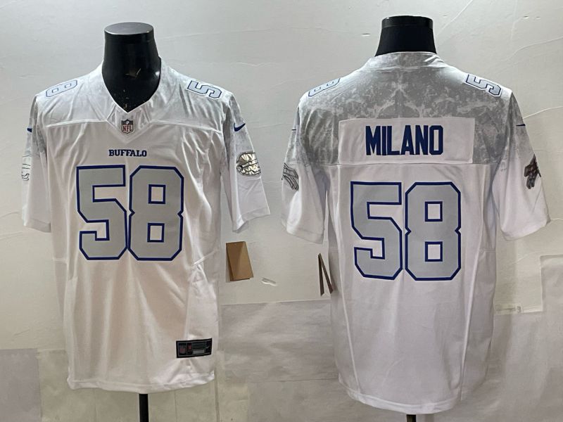 Men 2025 Buffalo Bills 58 Milano white 5th generation Throwback Nike Limited NFL Jersey style 002